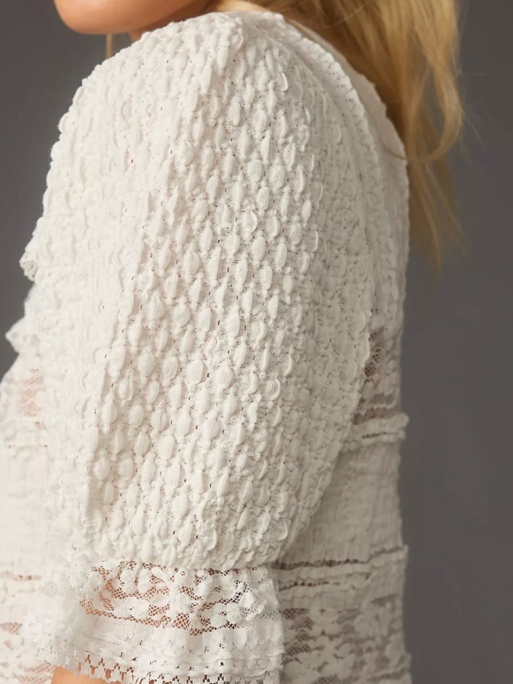 Anthropologie Puff Sleeve Lace Blouse XS Coquette Victorian Career Feminine - Picture 4 of 15